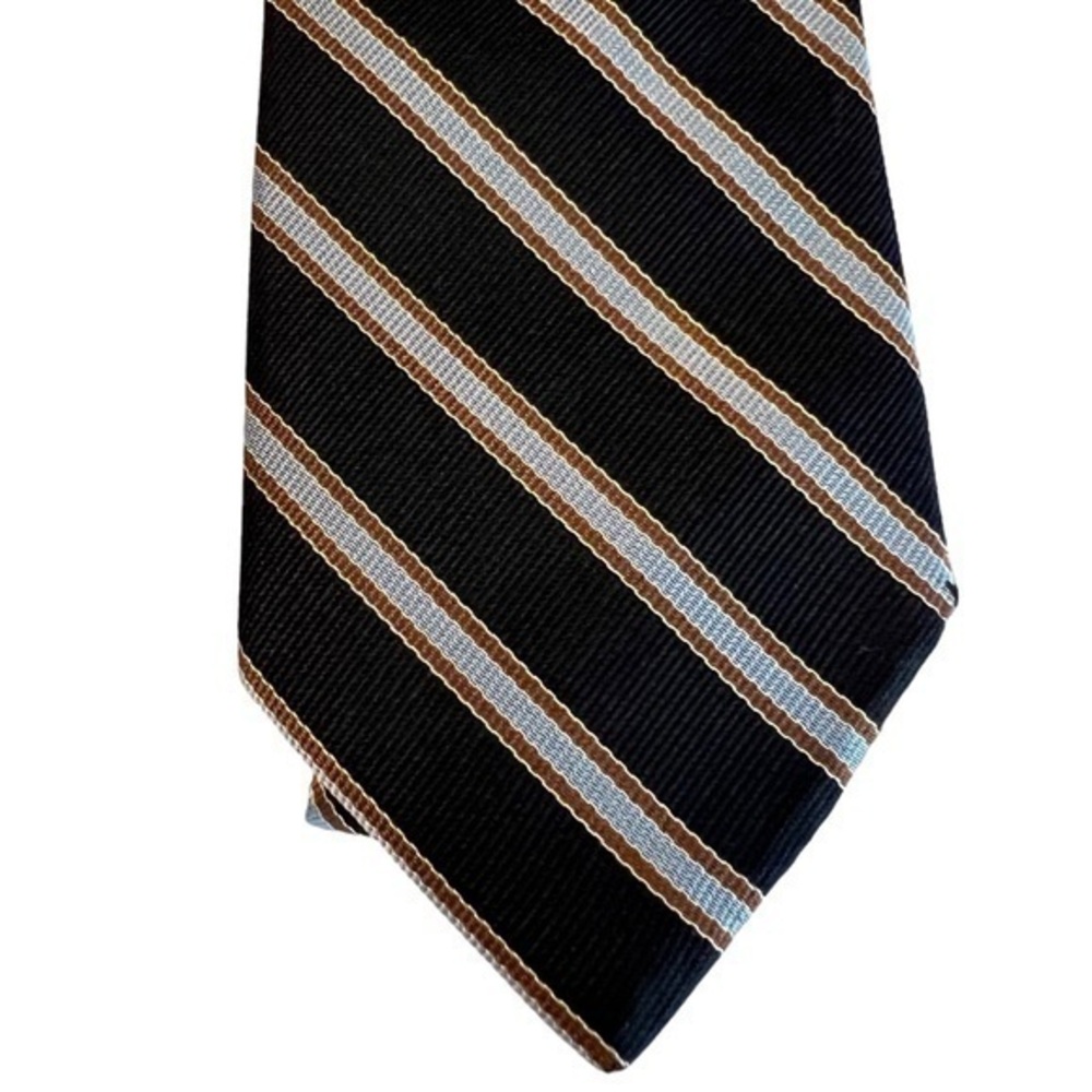 Lilly Dache vintage blue & brown striped 3.25” wide designer tie